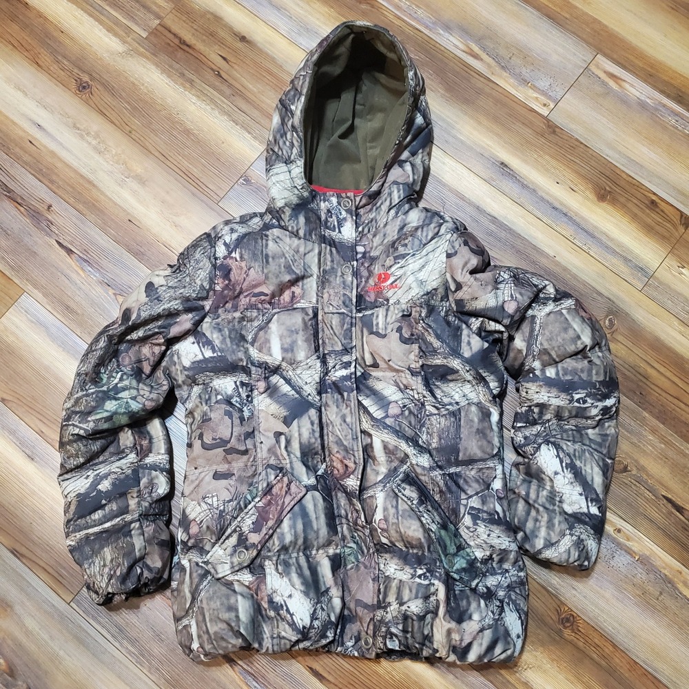 Mossy Oak Break-Up Infinity Camo Puffer Jacket Hooded Hunting Parka Womens Large